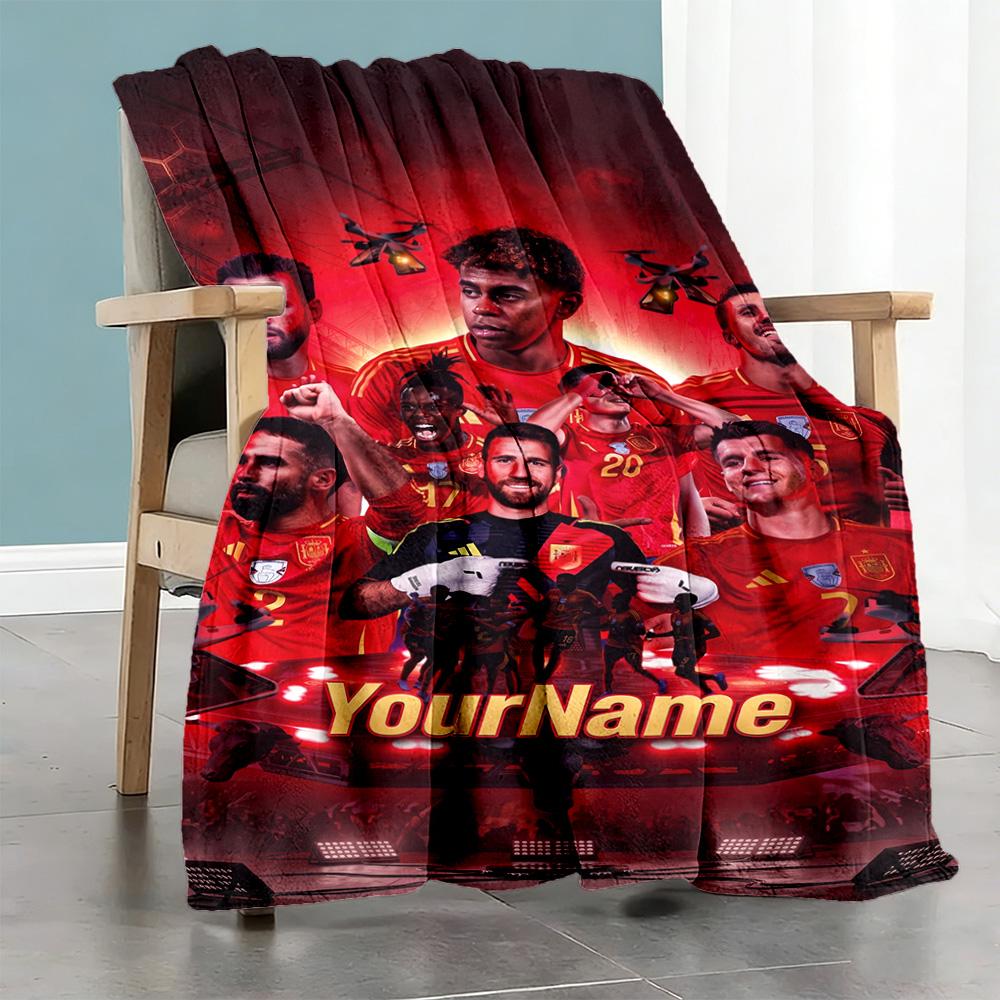 Atletico Madrid Customize Text Blanket Multi-purpose Personalized Blanket Ultra-Soft Versatile for Office Sofa Chair Couch Four Seasons Universal