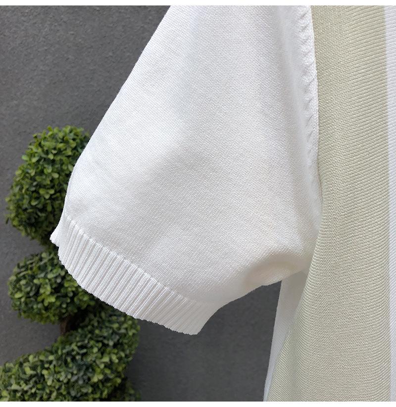 Men's Trendy British Color Block Stripe Ice Silk Polo Shirt