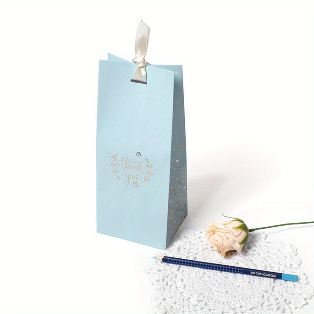 10pcs Blue Gift Bags with Ribbon Portable Paper Gift Bag Luxury Handheld Bag Wedding Favors Bags Jewelry Packaging Bags Shopping Bags Treat Bags