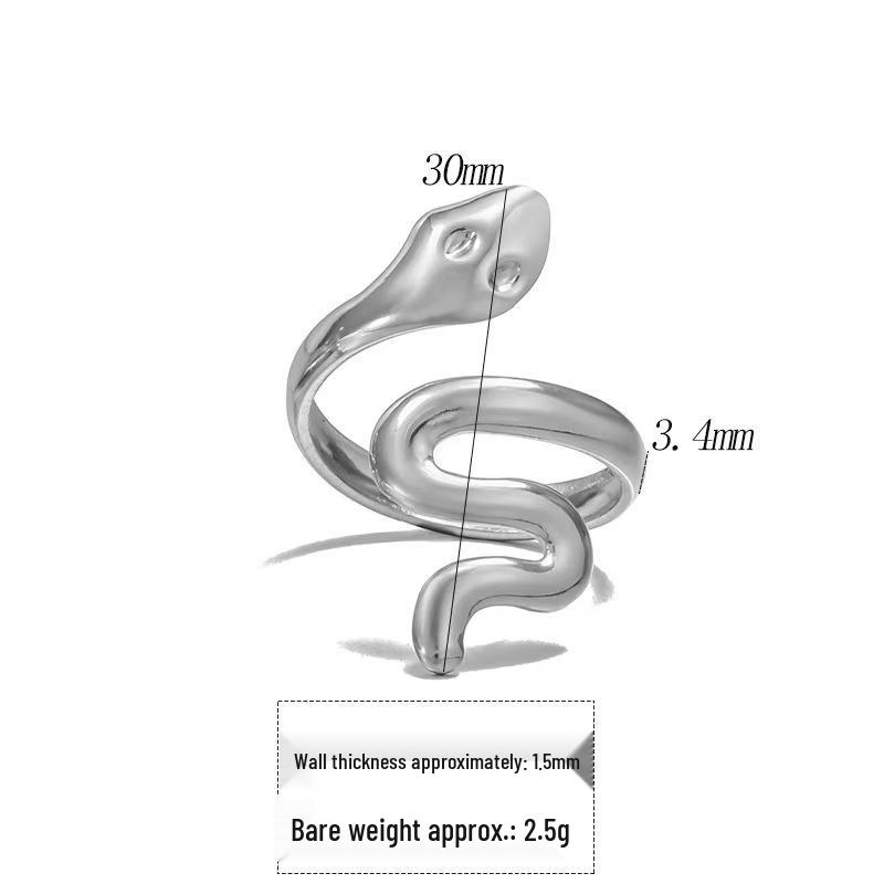 

Стильное кольцо-змея из нержавеющей стали: Универсальный высококлассный открытый дизайн для указательного пальца Adjustable Open