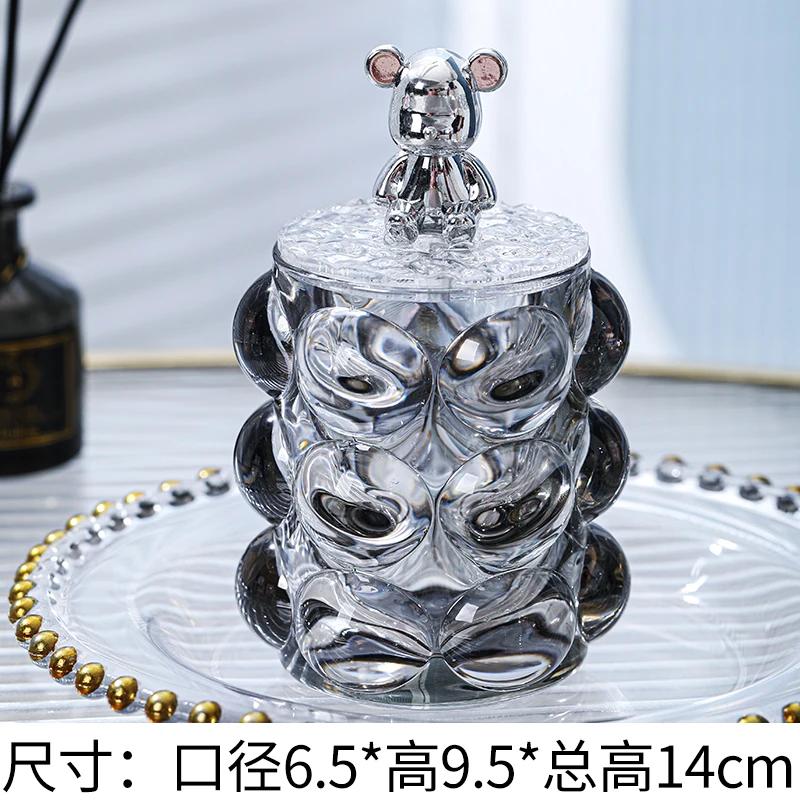 Acrylic Cover Glass Storage Jar Ornaments Transparent Floss Box Storage Bottle Cotton Swabs Storage Ornaments Home Decoration