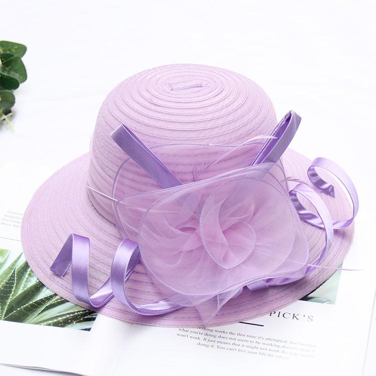 Summer Organza Fashion Hat Women'S Temperament Flower Seaside Sun Protection Sun Hat Foldable Sun Hat