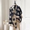 Women'S Luxury Faux Cashmere Scarf Warm Floral Print Pashmina Poncho Blanket Shawl Thick Autumn Winter Fashion Accessory