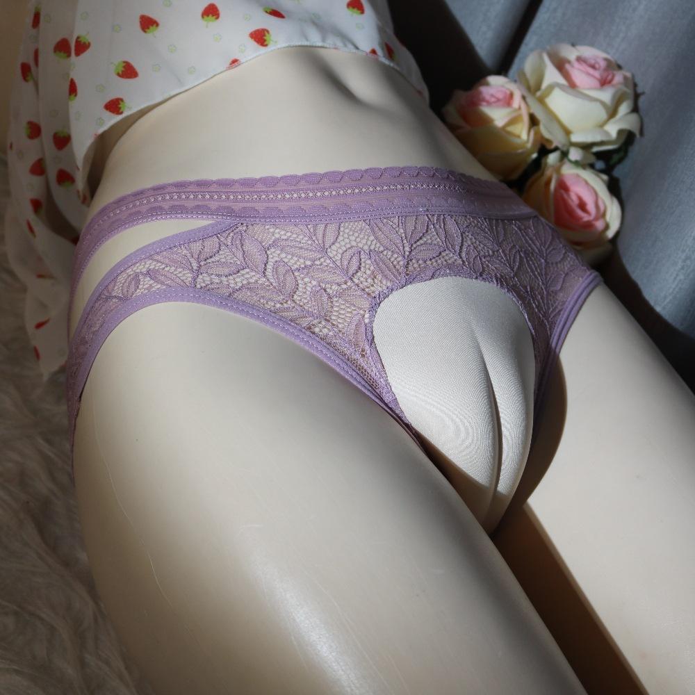 Lace Hollow Ladyboy Panties Artificial Vagina for Crossdresser Transvestit Adult Camel Toe Briefs Male To Female Cos Lingerie