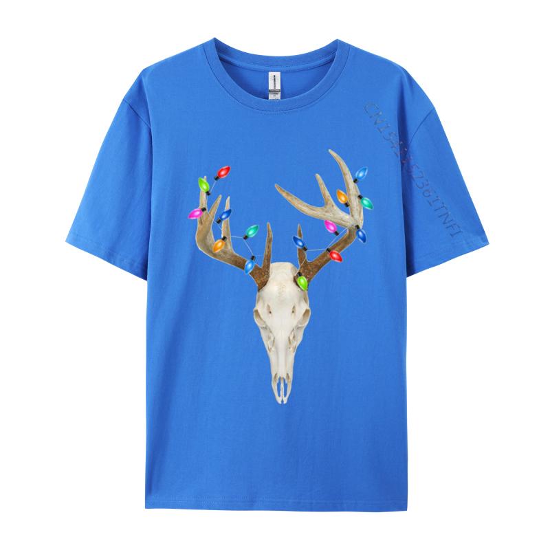 Deer Skull Hunting Christmas Whitetail T-Shirt Cotton Top T-Shirts For Men Normal Tops Shirts Prevalent Slim Fit