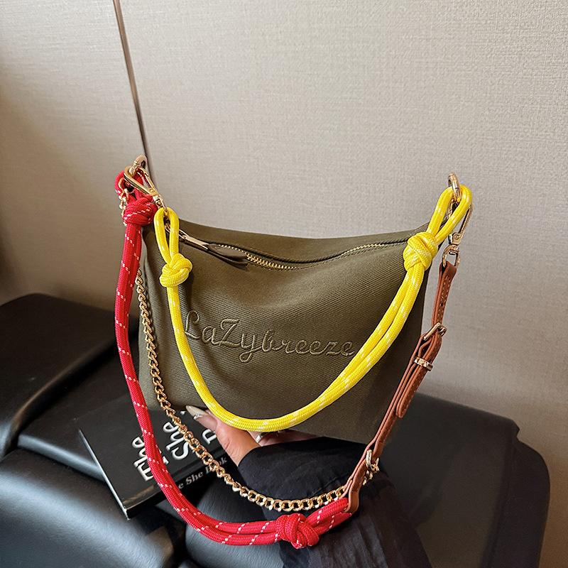 Exquisite small bag women's new fashion contrasting color versatile messenger bag one shoulder underarm dumpling bag