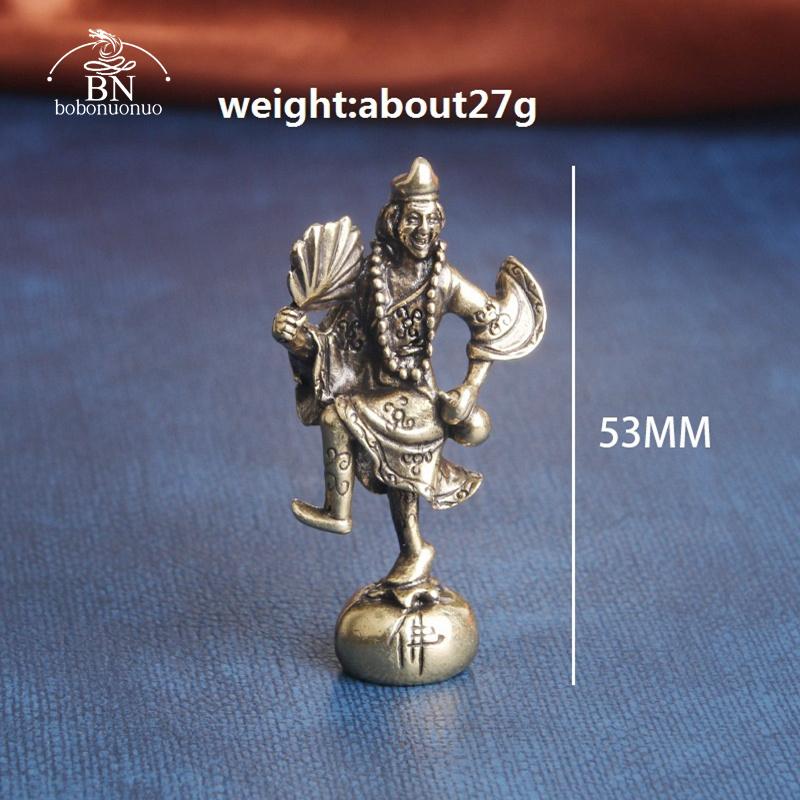

Винтажная латунная статуэтка Живого Будды Цзигуна, маленькая, настольное украшение, античная медная миниатюрная фигурка, удачные украшения для дома, ремесла