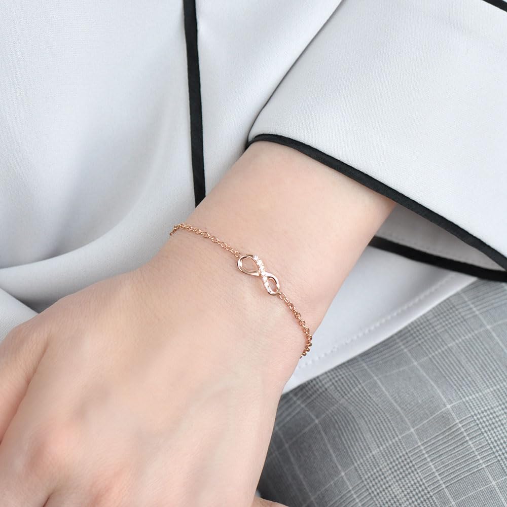 Pinky and Diane Silver Pink Gold Plated Bracelet with Infinity Cubic Zirconia (VBLPD53224)