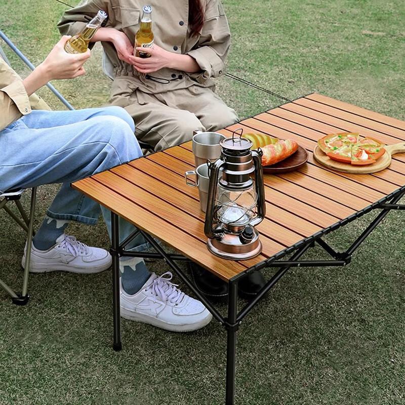 Portable Wood Grain Folding Camping Table
