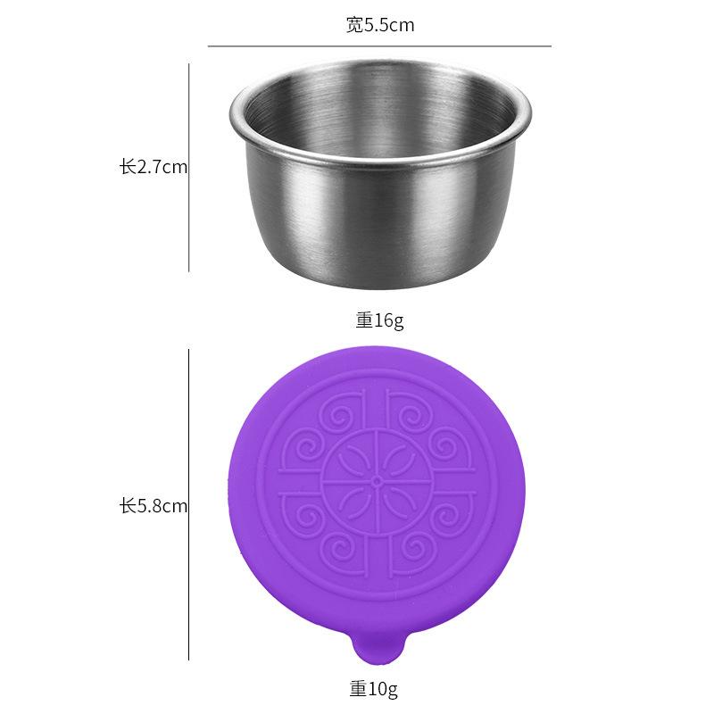 1pc Salad Dressing Container With 1.35oz/40ml Reusable Stainless Steel Cup And Leakproof Silicone Lids For Lunch Box and Picnic