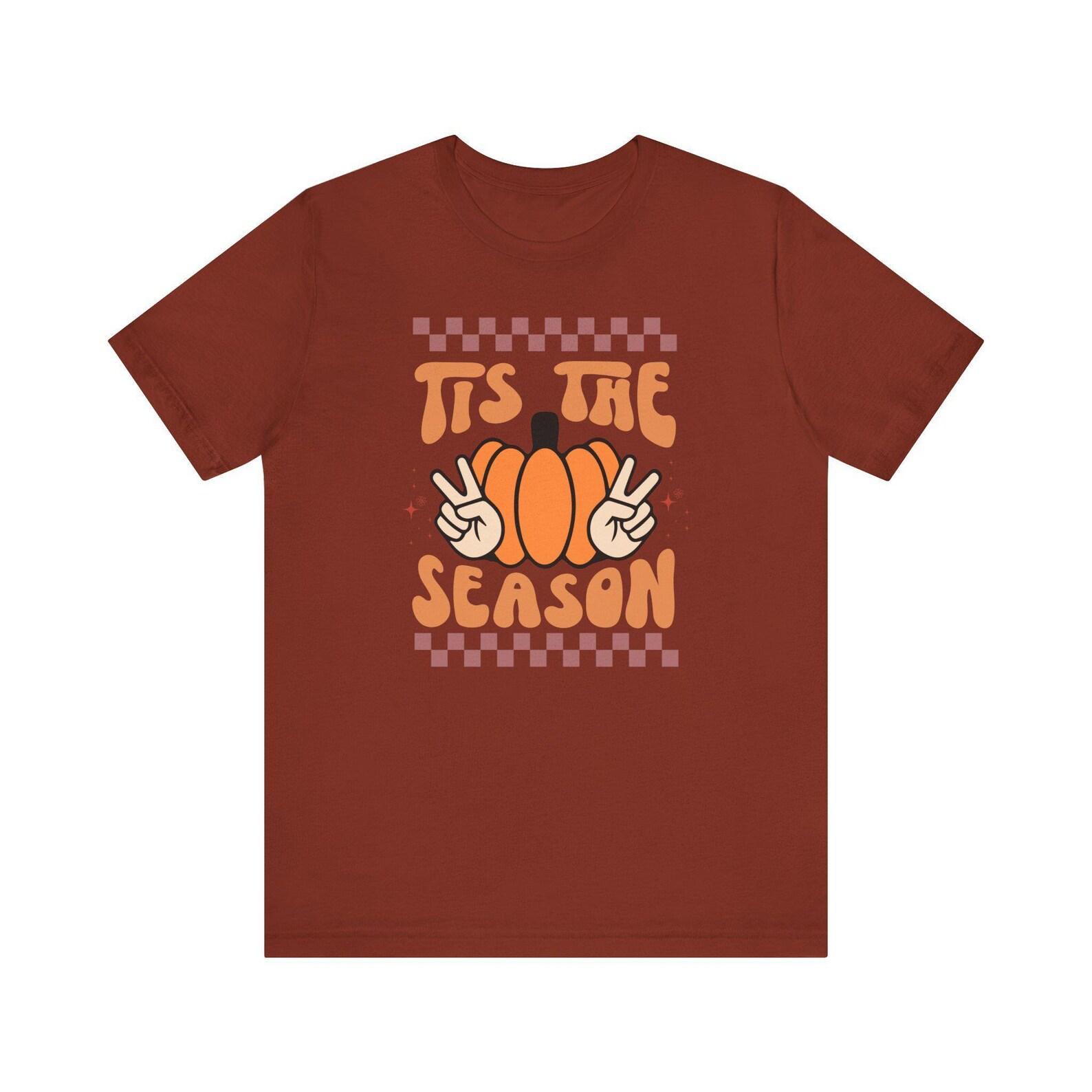 Tis The Season Pumpkin Peace Sign T-Shirt | Fall Thanksgiving Tee S