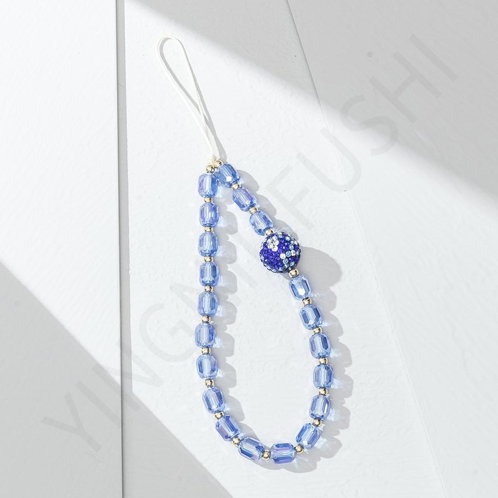Mobile phone lanyard creative pink beaded glass chain Mobile phone case lanyard accessories Short women's mobile phone decorative chain