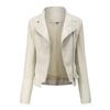 Nouvelle Veste en Cuir Courte Ajustée pour Femme avec Col en Cuir PU, Vêtement d'Extérieur Fin à Manches Longues Printemps Automne