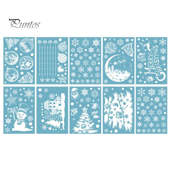Waterproof Window Stickers 10Pcs Christmas Clings, White Winter Snowflake Decals, Static Non Adhesive Glass Art for Home Storefront, Reusable Holiday