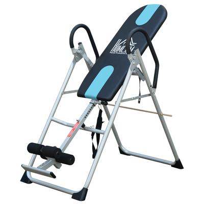 Inversionsbank faltbar Schwerkrafttrainer mit Sicherheitsgurt Inversionstisch bis 136kg Stahl Silber+Schwarz+Blau