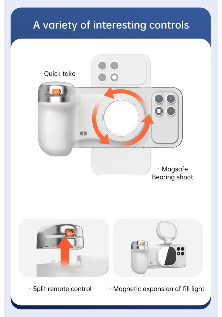 K02 Magnetic Bluetooth Selfie Stick with Fill Light - Multi-functional Portable Photography Handle