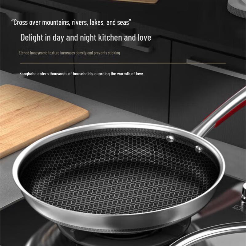 KOBACH 316L Stainless Steel Non-stick Double Honeycomb Frying Pan