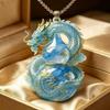 1Pcs Vintage Jewelry Ethnic Auspicious Gourd Blue Imitation Jade Pendant Necklace For Women Traditional Outfit Accessory Gift