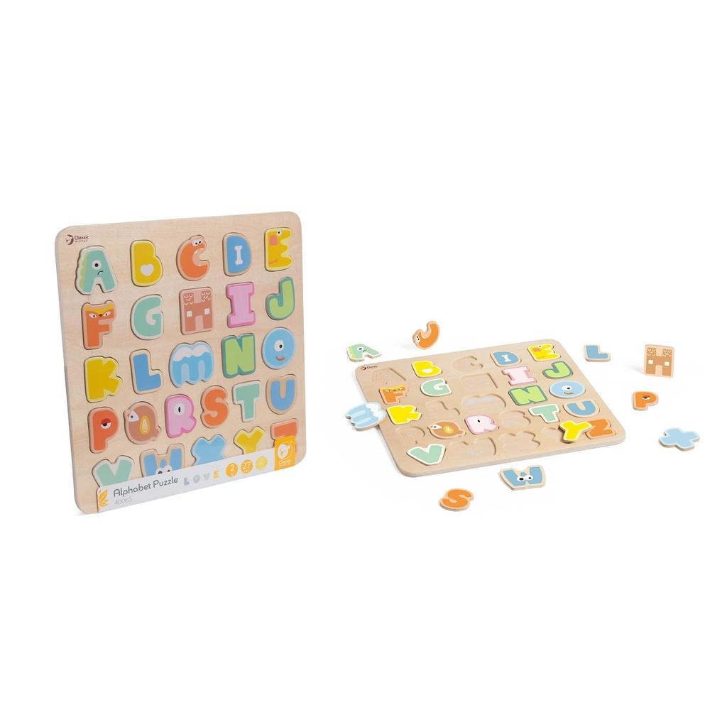 Puzzle Mappy Wooden Alphabet Puzzle, Educational Learning Toys for Toddlers, Safe & Eco-Friendly
