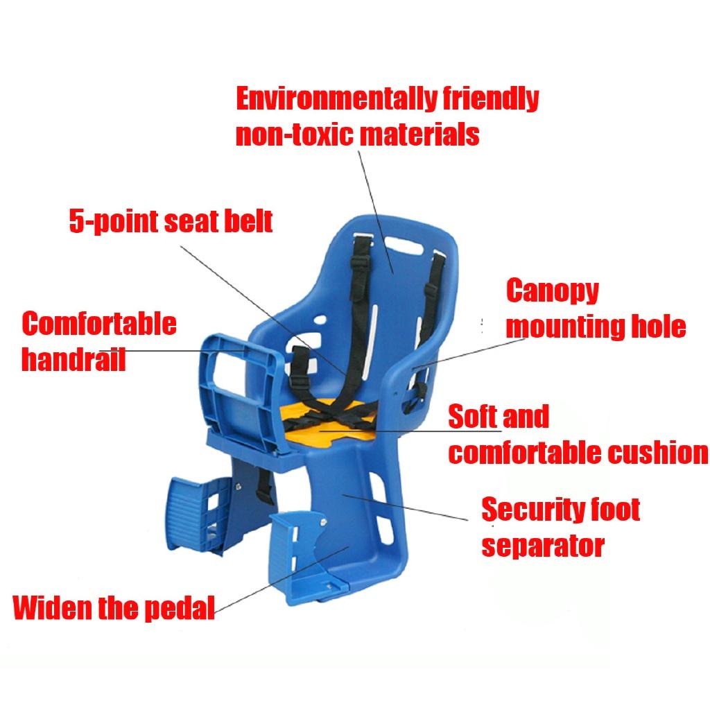 Blue Bicycle Bike Seat Kids Safety Child Baby Chair Bike Saddle with Armrest Backrest Guard Bar Pedal Cycling Acccessories
