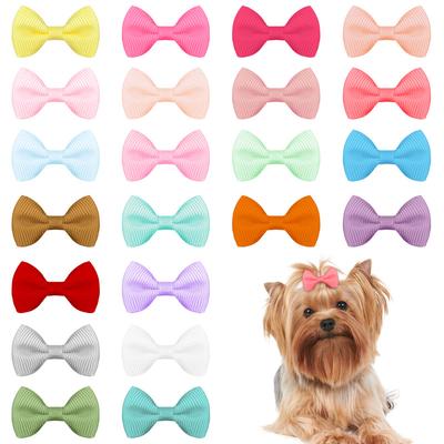24PCS Petit, Animal de compagnie, Pince à cheveux, Ruban 4cm, Enfant, Bébé, Mini, Nœud, Pince supérieure, Accessoire pour cheveux, Bébé, Multicolore