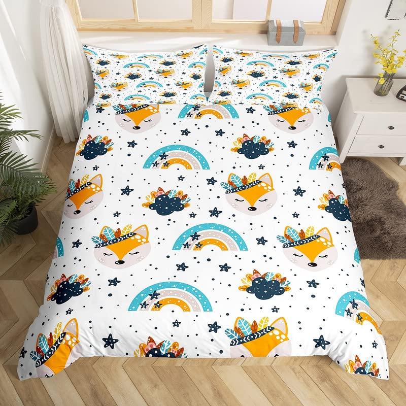 Cartoon Axolotl Duvet Cover Set King/Queen Size Kids Girls Boys Cute Rainbow Sea Wildlife Animal Reptile Bedding Set