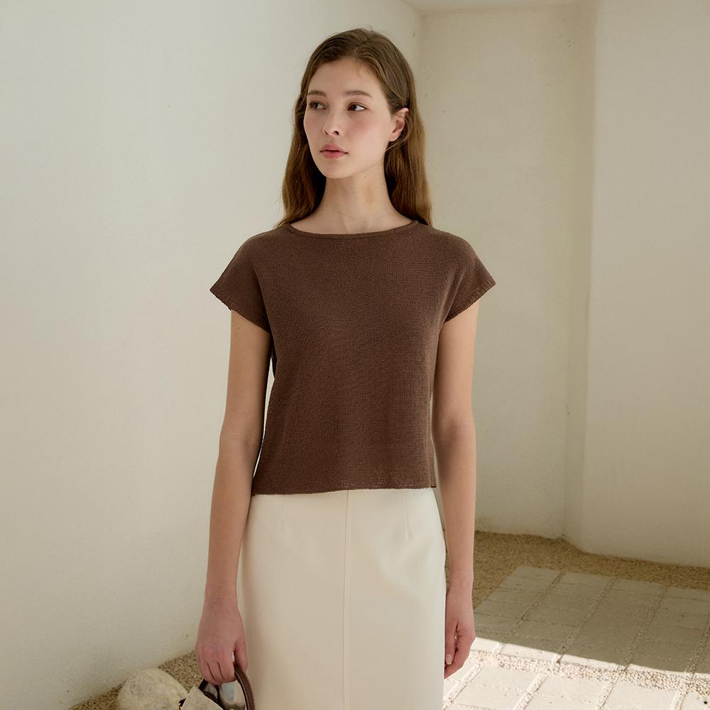 Mommet Bun Cap Sleeve Knit Brown Free