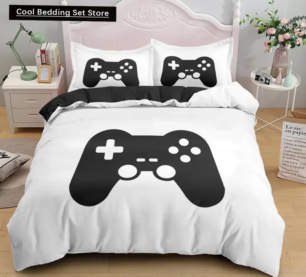 Games Comforter Cover Gamepad Bedding Set for Boys Kids Video Modern Gamer Console Quilt 2 or 3 Pcs Soft Twin Duvet Cover Set