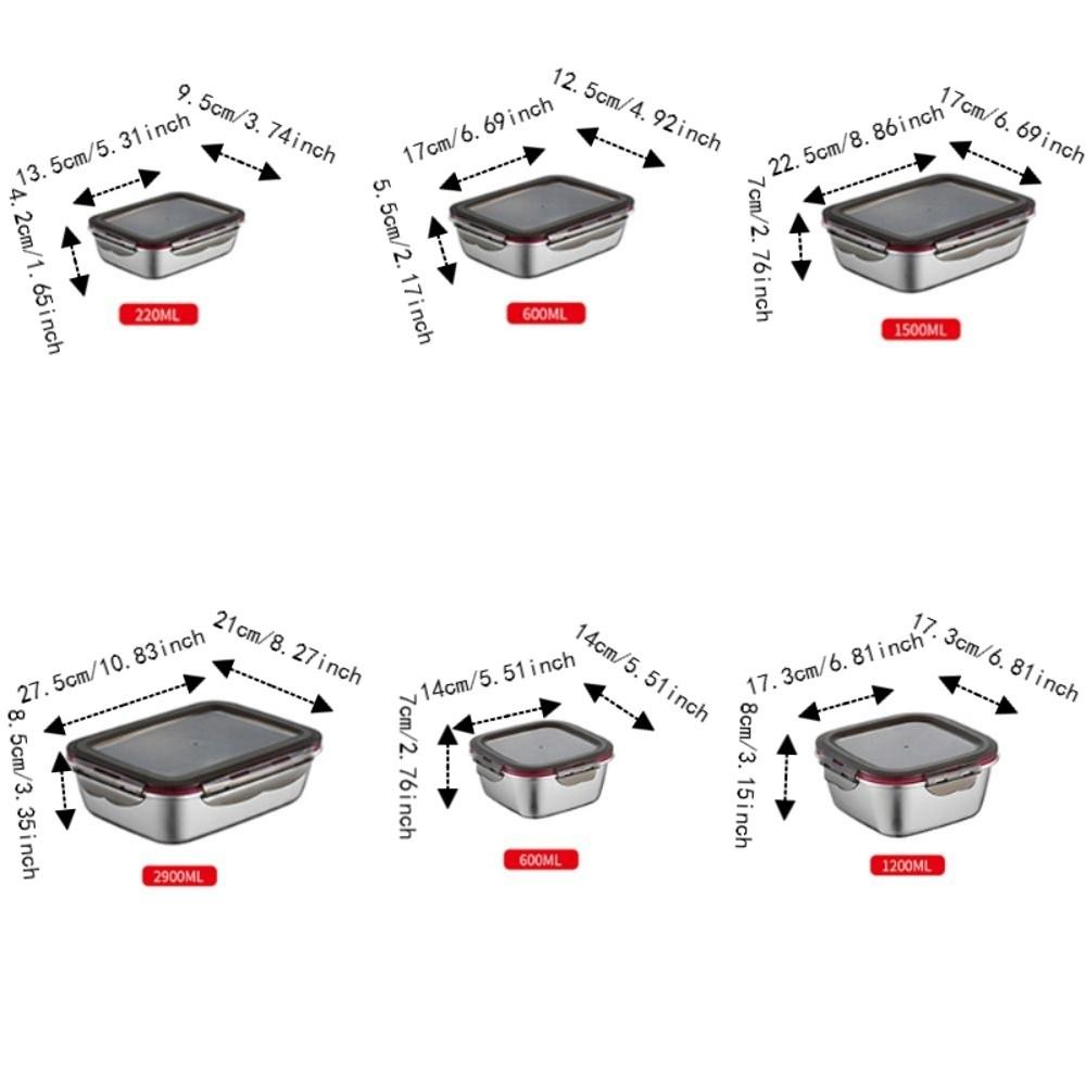 Silicone Ring Sealed 304 Stainless Steel Fresh-keeping Box Freshness Container Refrigerator