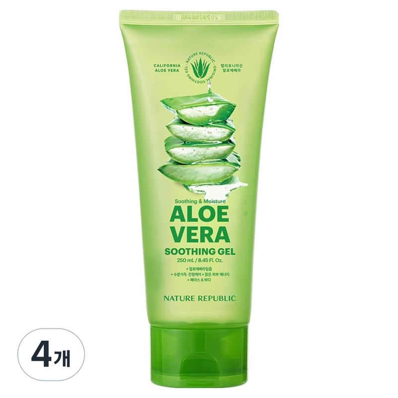 Nature Republic Soothing & Moisture Aloe Vera Soothing Gel Tube, 250ml, 4 pcs