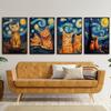 Black Cat Under The Sky Starry Night Series Theme Canvas Printing Fashion Populars Colors Mural Studio Home Decoration Art Gifts