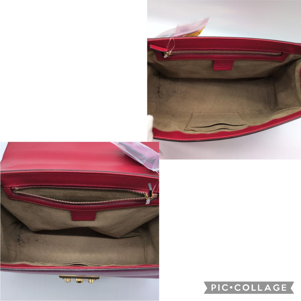 Gucci Gold Chain Shoulder Bag Crossbody Diagonal Strap 409486 Padlock Two-Tone Bicolor Pink Red Leather Women's