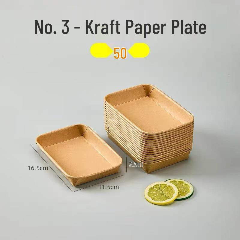 Einweg-Kraftpapier-Essteller - Rechteckig/Quadratisch, Lebensmittelqualität für BBQ, Picknick, Party.