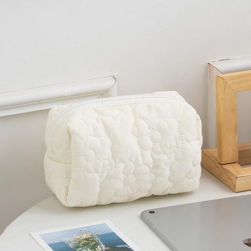 Borsa per Trucco da Viaggio Portatile Minimalista con Fiocco, Grande Capacità, Morbida