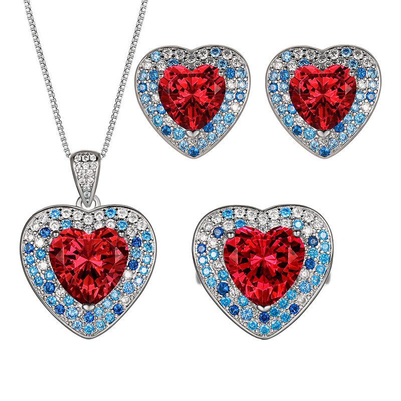 Schmuckset Ornamente Ozean Herz Ohrringe Halskette Ring Weiblich Liebe Premium Sinn