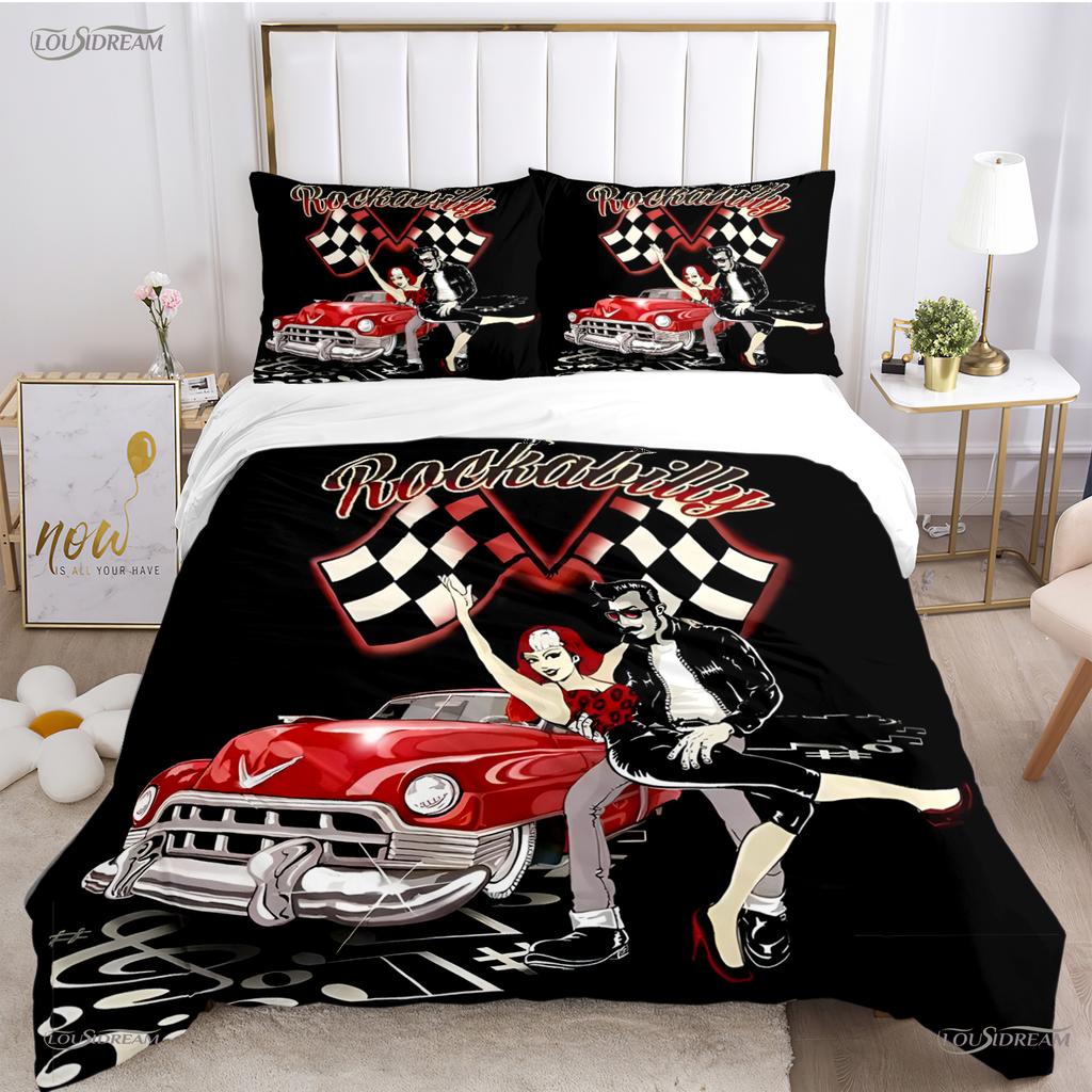 Hip Hop Music Rockabilly All Season Duvet Cover Comforter Bedding Sets Soft Quilt Cover and Pillowcases Single/Double/Queen/King