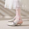 Fashion 2025 Summer Pointed Toe Stiletto Shallow Mouth Women's High Heels Fashion Solid Color One-Line Buckle Ladies Baotou Sandals