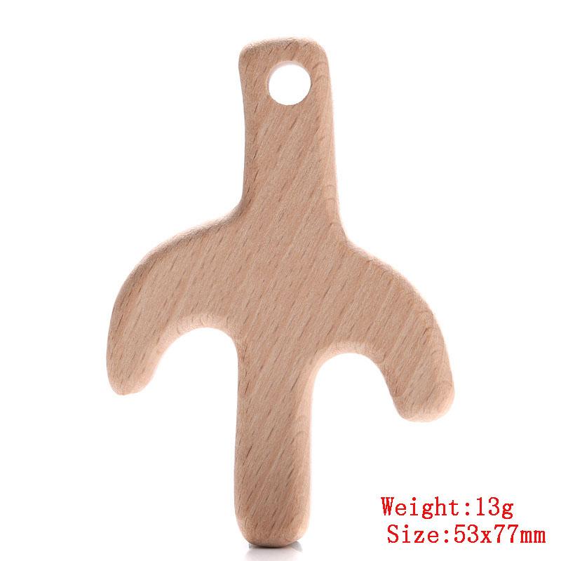 5Pcs/Lot Baby Pacifier Chain Chew Accessories Animal Shape Natural Beech Teething Wooden Teether Pendant Accessories