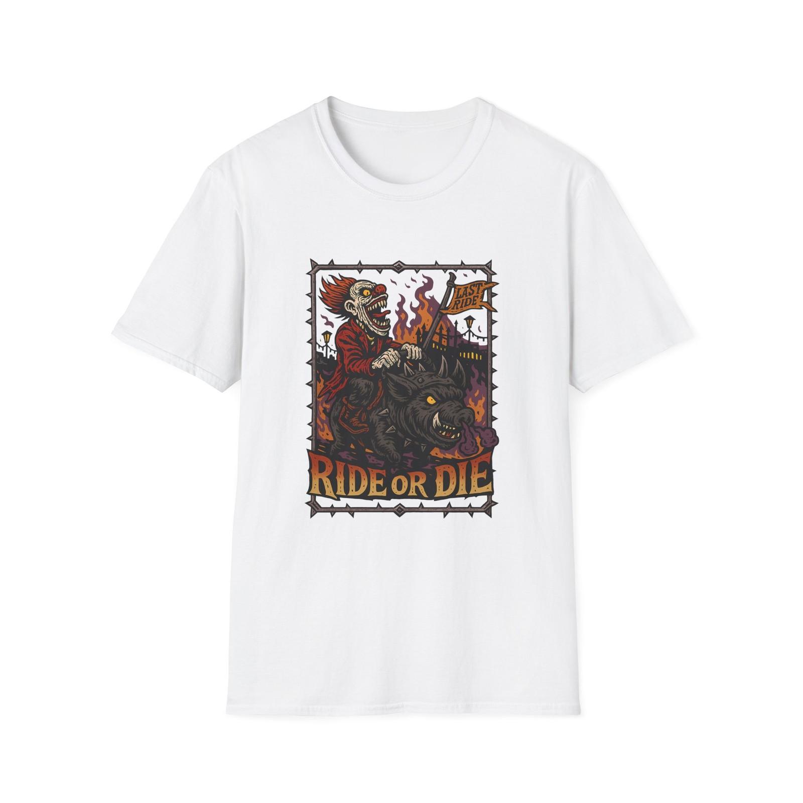 Unisex Softstyle T-Shirt Mens Womens Tees Top Monstrous Clown Stampede Horror Carnival Ride Chaos Pig XL