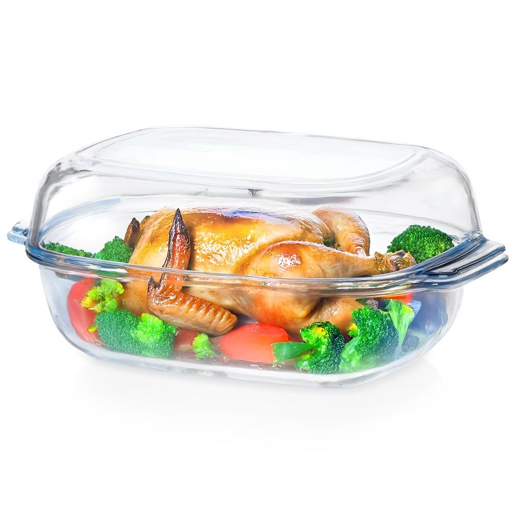 Glass Ovenproof Dish with Lid 3.1+2.6 L