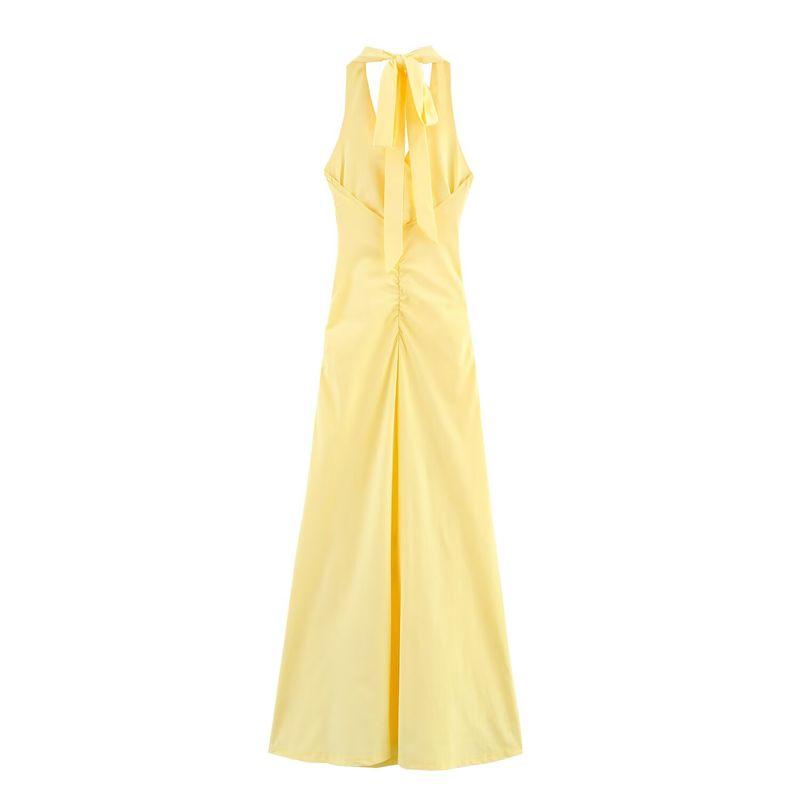 Jnleaog Spring New Arrival Women's Clothing Fashion Style French Fashion Nylon Hanging Collar Long Dress 3641387
