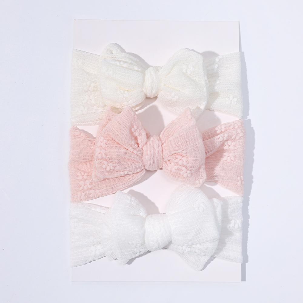 3 Stück/Set Baby-Mädchen-Stirnband Doppeltes Netzschleifen-Haarband Weicher Turban Süße Schleife Kinderkopfbedeckung Haarschmuck für Neugeborene Säuglinge