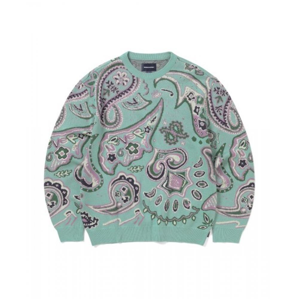 This Isneverthat  ThisIsneverthat  Paisley Jacquard Knit Sweater Teal S