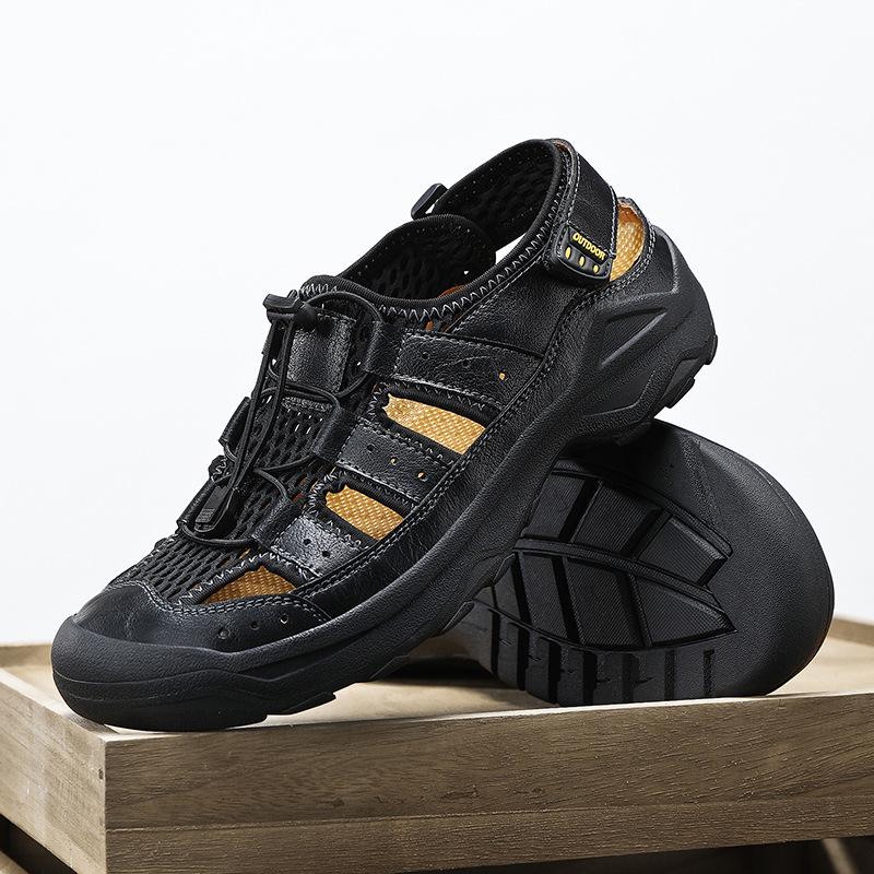 

Large size Amazon hot-selling summer new men s shoes outdoor breathable beach sandals a piece 2025 38 чорний