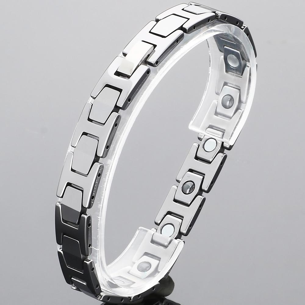 

Роскошный мужской браслет-цепочка из вольфрамовой стали для мужчин, для здоровья, с сильным магнитным камнем и гематитом, ювелирные аксессуары для мальчиков 21.5CM