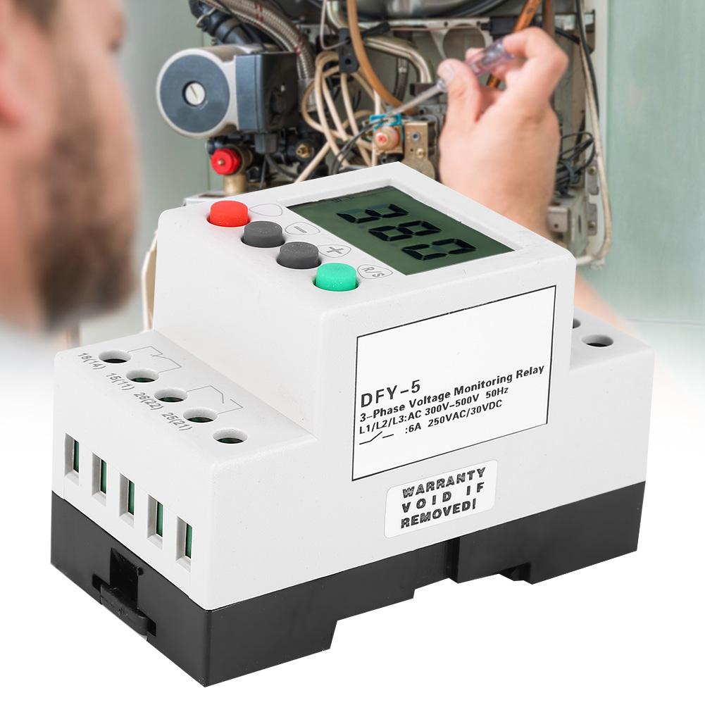 DFY5 LCD Display Under Over Voltage Phase Sequence Protector 3 Phase Voltage Monitor Relay