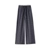 Korean Lace-Trim Plaid Wide-Leg High-Waist Pants for Women - Versatile Spring/Summer Casual Style