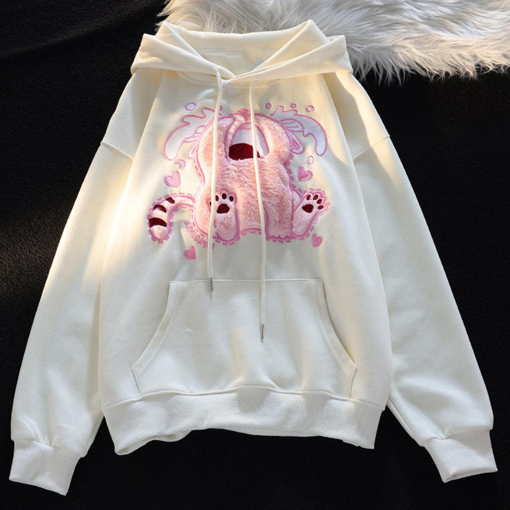 Ladies Fashion Casual Long Sleeve Round Neck Hoodie Pullover Top With  Pockets