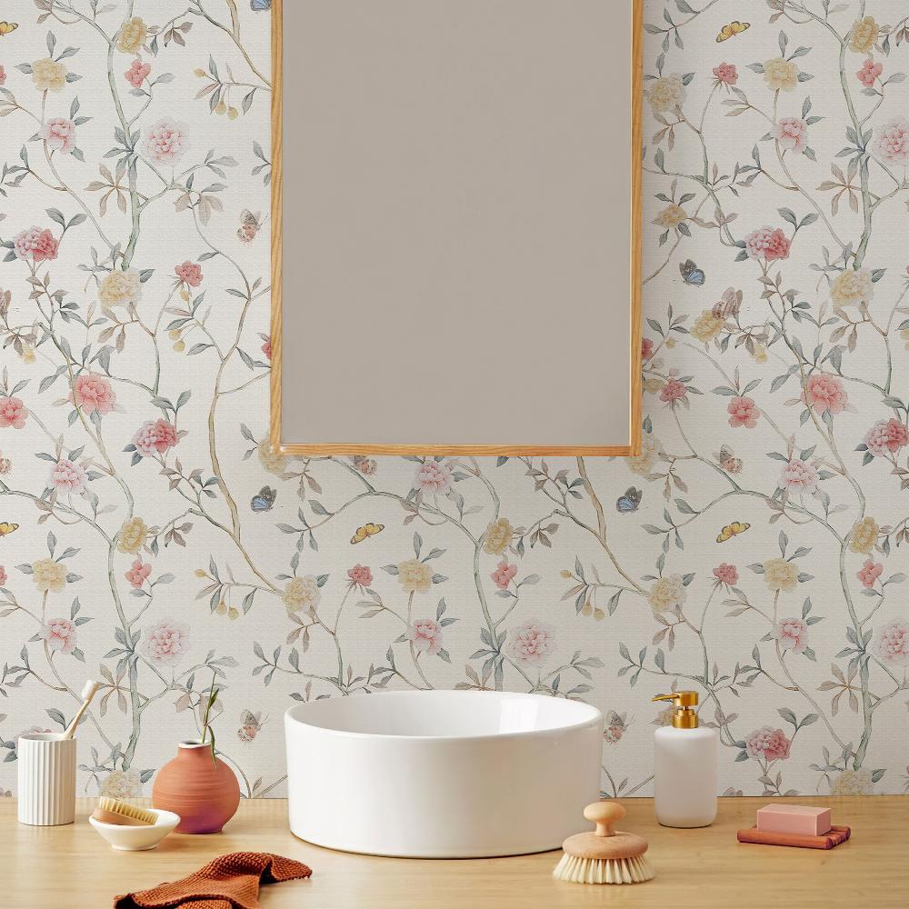 Fresh Pink Floral PVC Peel And Stick Wallpaper Elegant Beautiful Self Adhesive Wall Contact Paper Waterproof TV Background