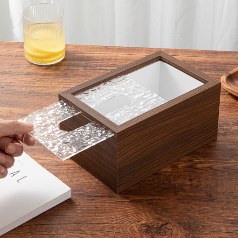 Japanese Rectangular Black Walnut Tissue Box, High-end Hotel Restaurant, Desktop Napkin Holder, Living Room, Household Use